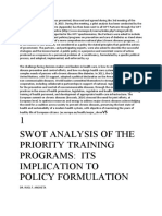1 Swot Analysis of The Priority Training Programs: Its Implication To Policy Formulation