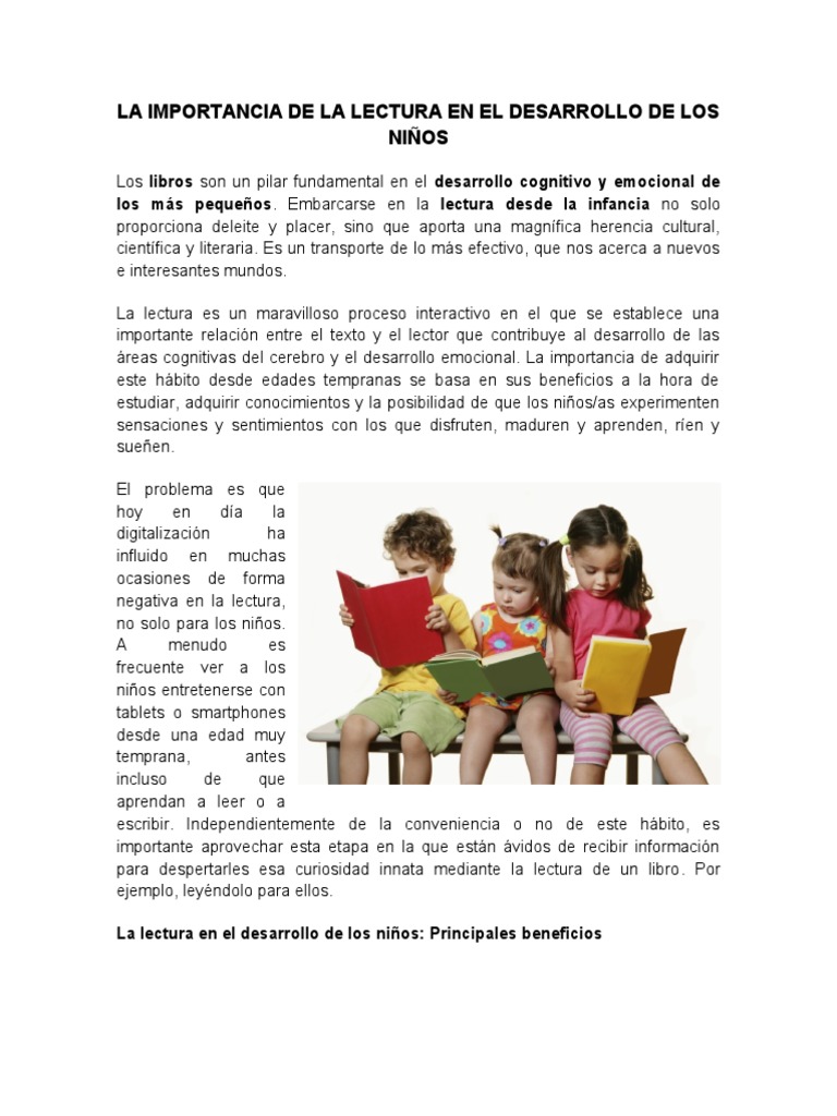 Importancia de la lectura en niños | PDF | Información | Aprendizaje