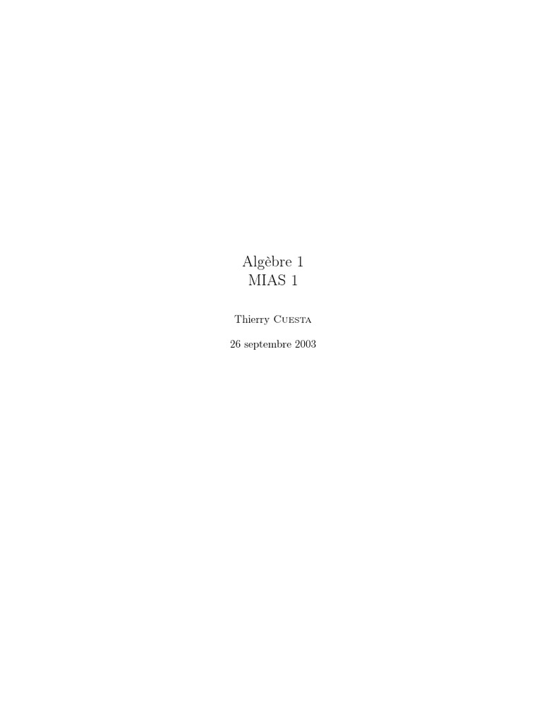 Cours d'Algèbre 1 - DEUG MIAS | PDF | Ensemble (Mathématiques ...