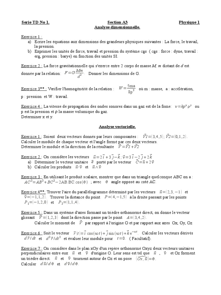 TD1 A3 PDF | PDF | Pression | Obliger