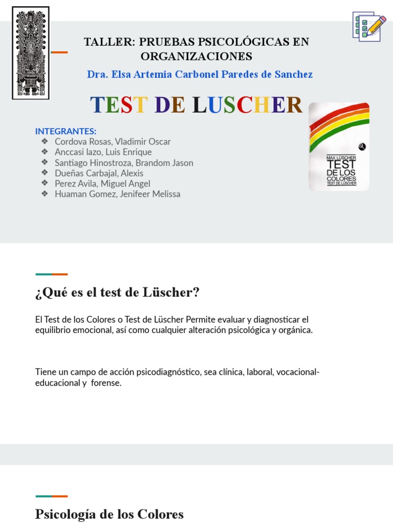 Test de Lüscher: Interpretación y Aplicación | PDF | Color | Rojo