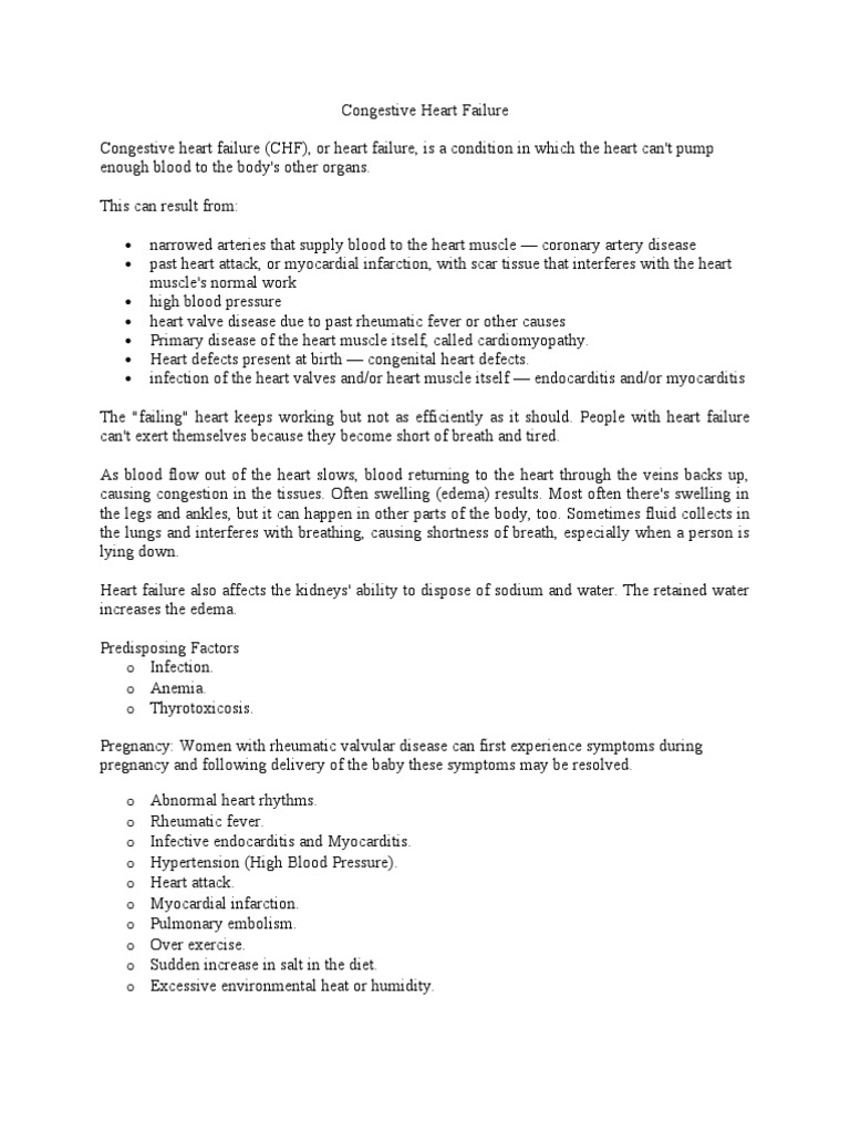 Case Study Congestive Heart Failure PDF Ventricle (Heart) Heart