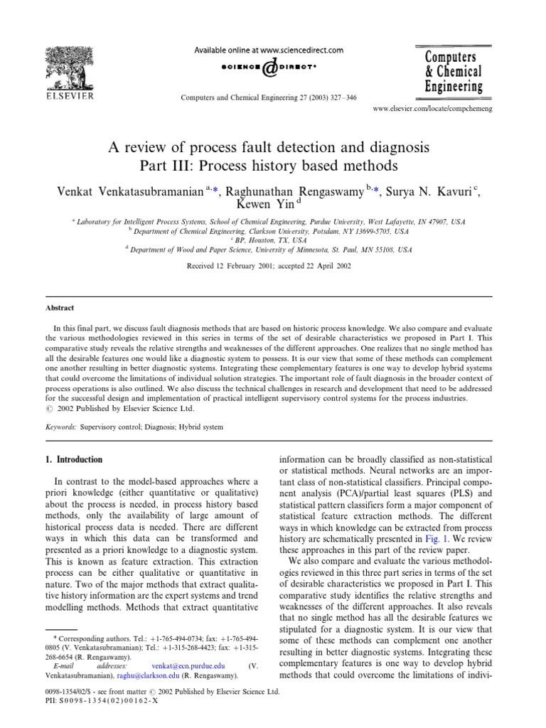 Process Fault Diagnosis Methods | PDF | Principal Component Analysis ...