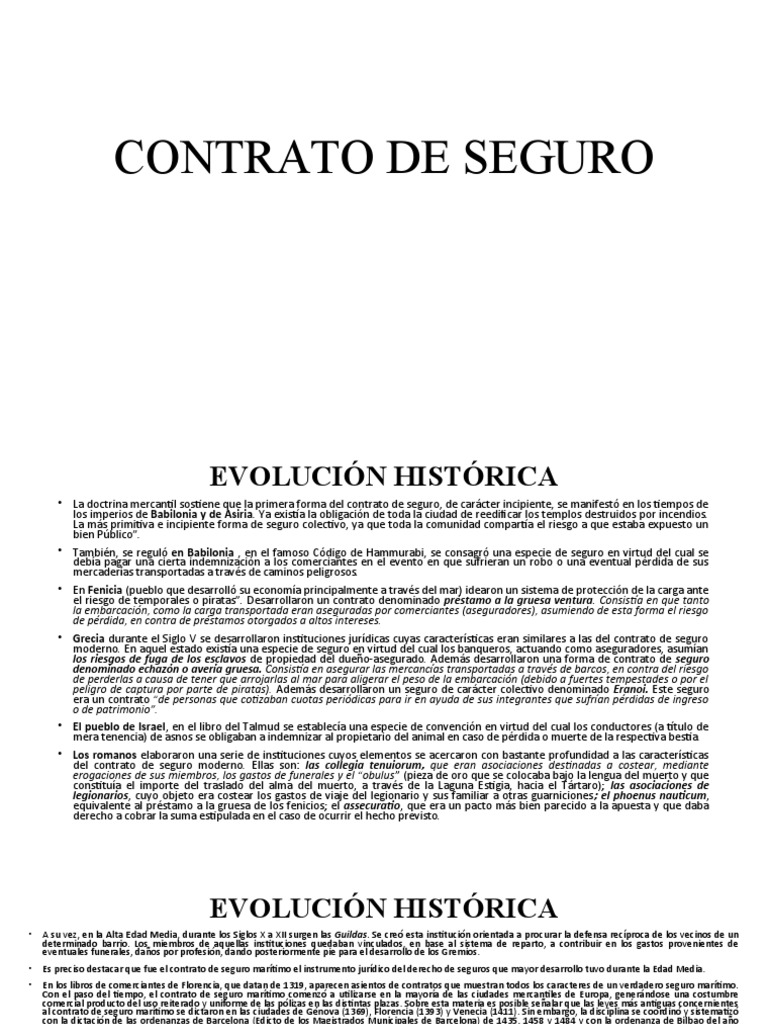 Evolución del Contrato de Seguro | PDF | Póliza de seguros | Reaseguro