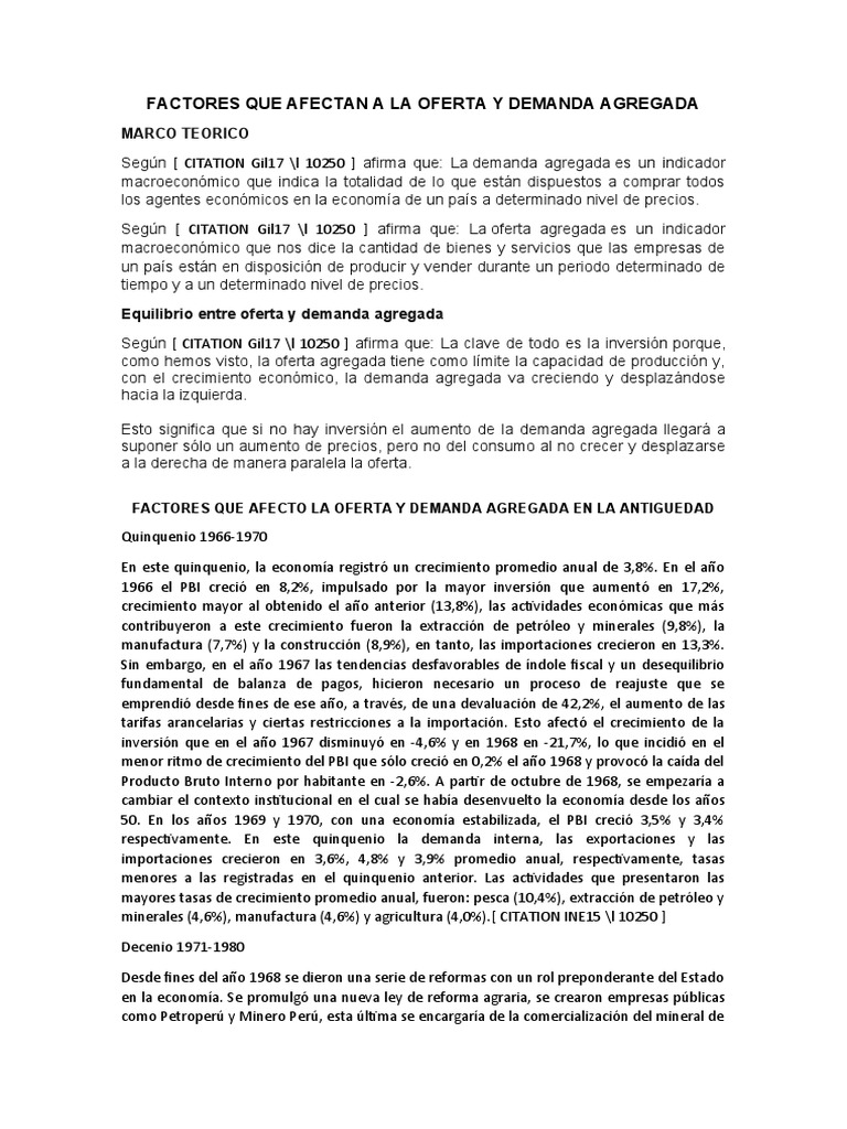 Oferta y Demanda Agregada: Factores Clave | PDF | Producto Interno ...