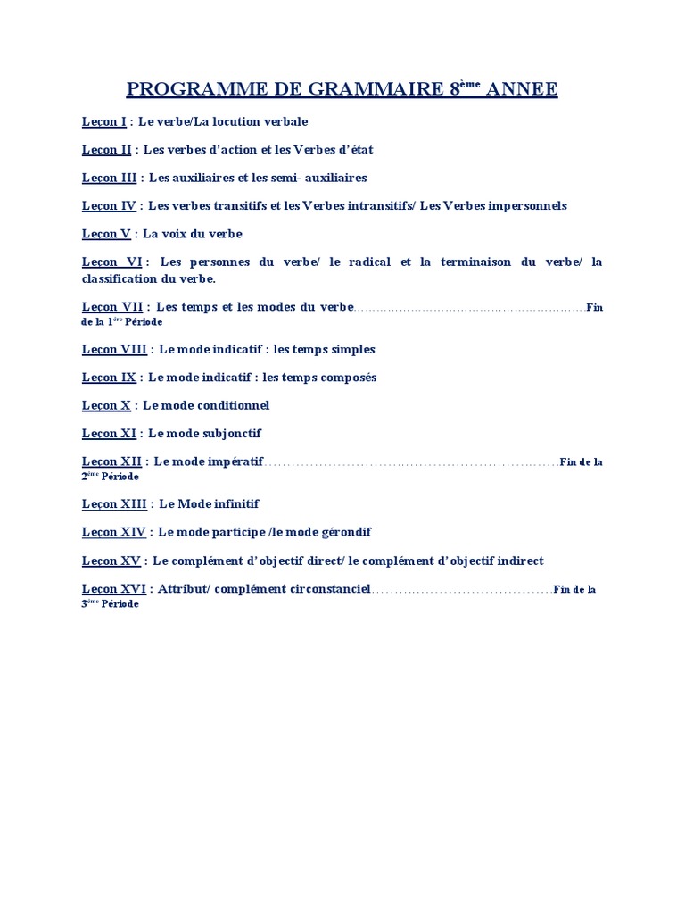 Exercices Modes Et Temps 3ème Pdf Grammaire 8 Annee | PDF | Temps (grammaire) | Verbe
