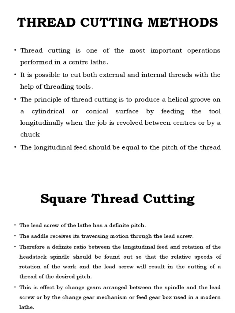 Thread Cutting and Its Methods | PDF | Screw | Manufactured Goods
