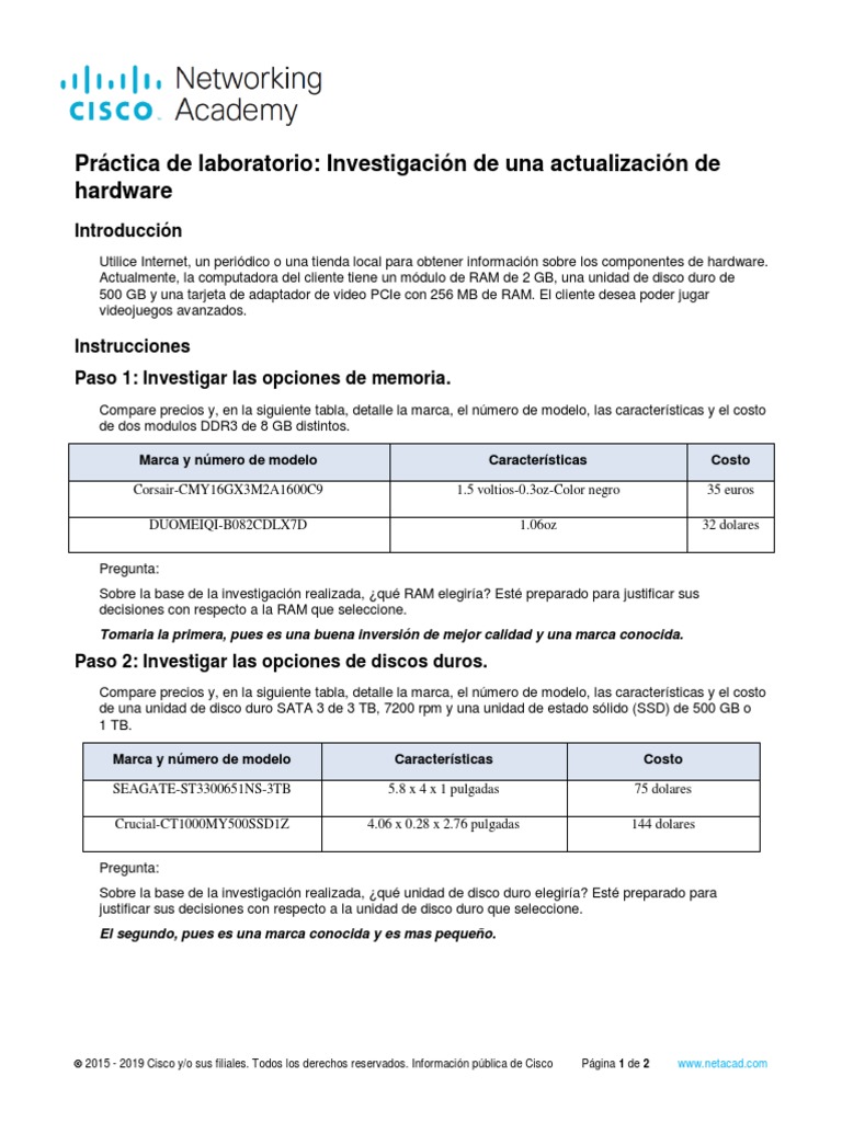 3.4.1.7 Lab - Research A Hardware Upgrade | PDF | Unidad de estado ...