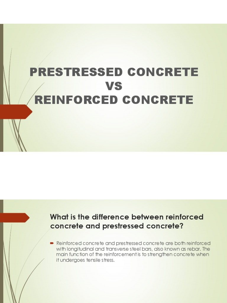 PRESTRESSED Vs REINFORCED PDF Prestressed Concrete Reinforced