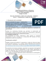Guia de Actividades y Rúbrica de Evaluación - Unidad 2 - Tarea 2 - Argumentos y Reglas de Inferencia PDF