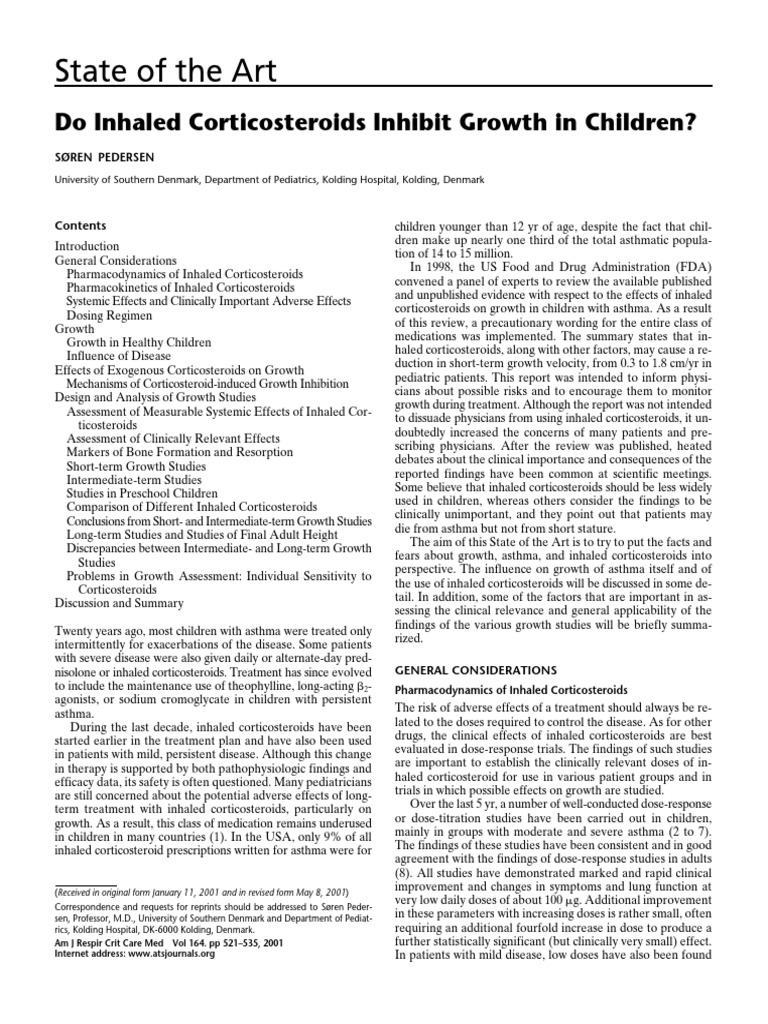 State of The Art: Do Inhaled Corticosteroids Inhibit Growth in Children ...