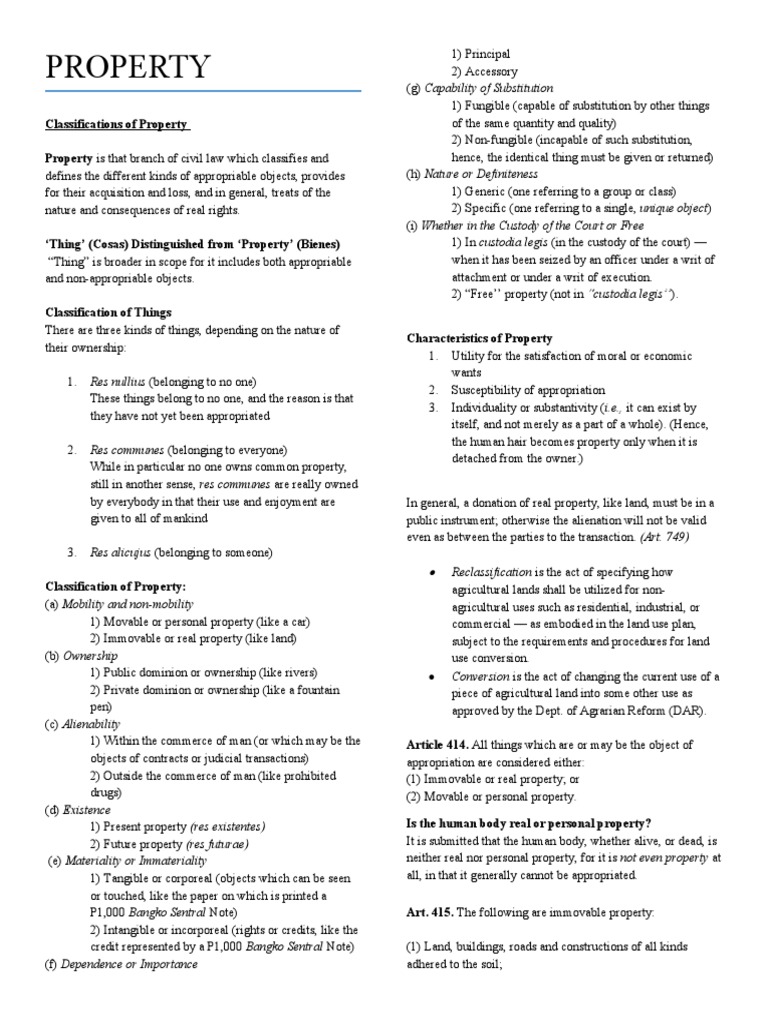 Civil Law Property Reviewer PH PDF Eminent Domain Property