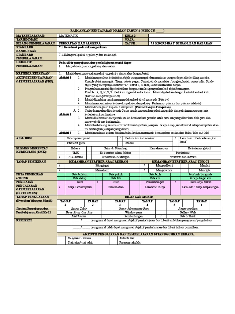 7 0 Koordinat Nisbah Dan Kadaran Tahun 4 Pdf