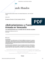 «Bolivarianismos» y Fuerza Armada en Venezuela