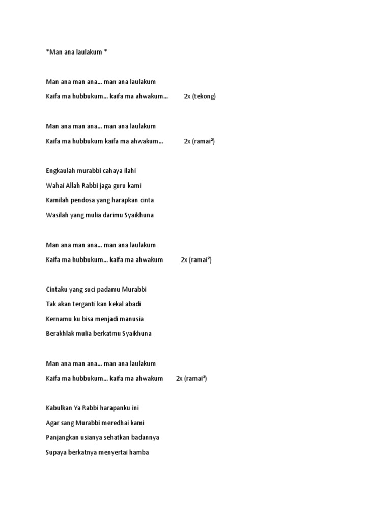 Lirik Man Ana PDF