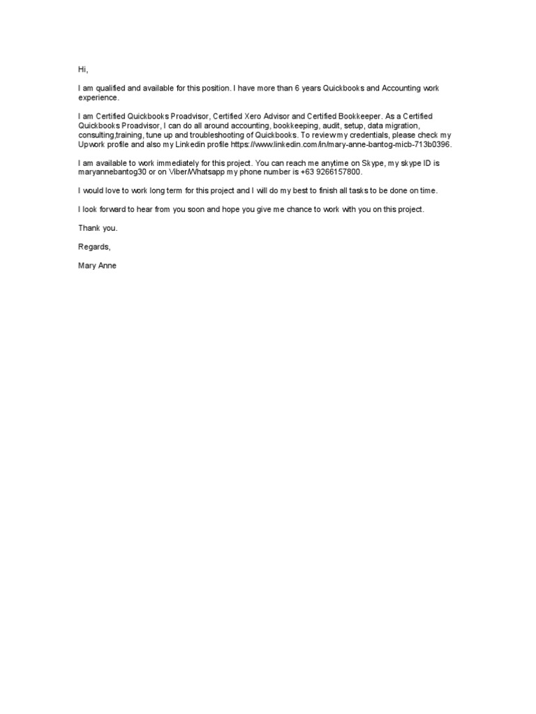 Sample Cover Letter & Resume PDF