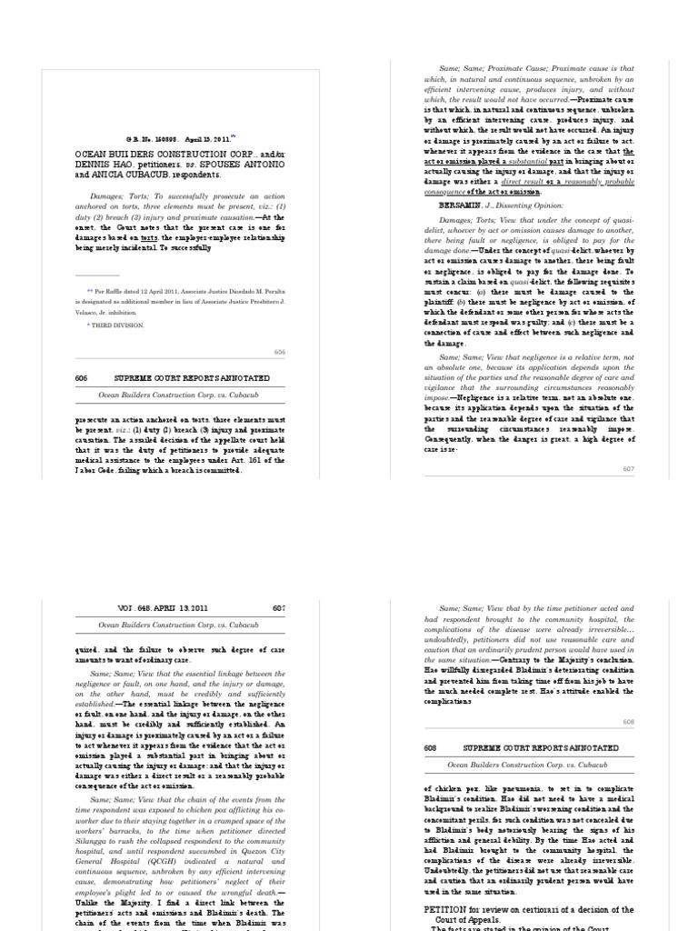 Ocean Builders Construction Corp. vs. Cubacub PDF | PDF | Reasonable ...