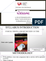 LOW-INTERMEDIATE 1 SYLLABUS AND CLASS STRUCTURE