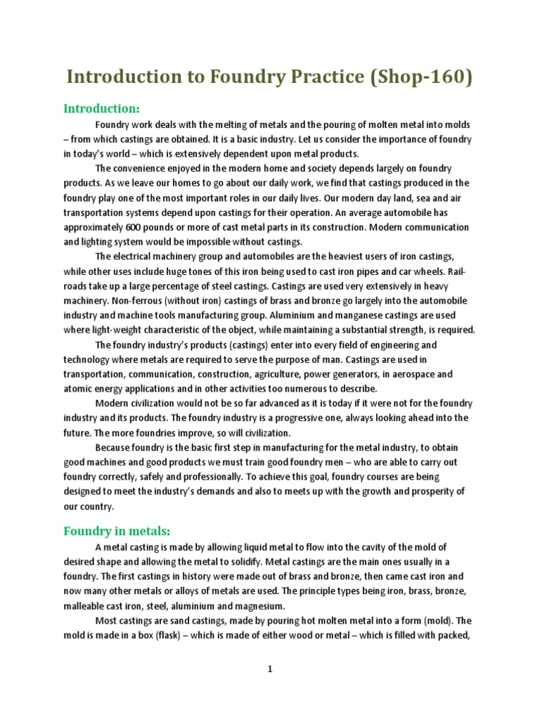 Foundry Notes by Shifty PDF Casting (Metalworking) Foundry