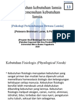 Kebutuhan Kebutuhan Lansia Dan Pemenuhan Kebutuhan Lansia: (Psikologi Perkembangan Dewasa Lansia)