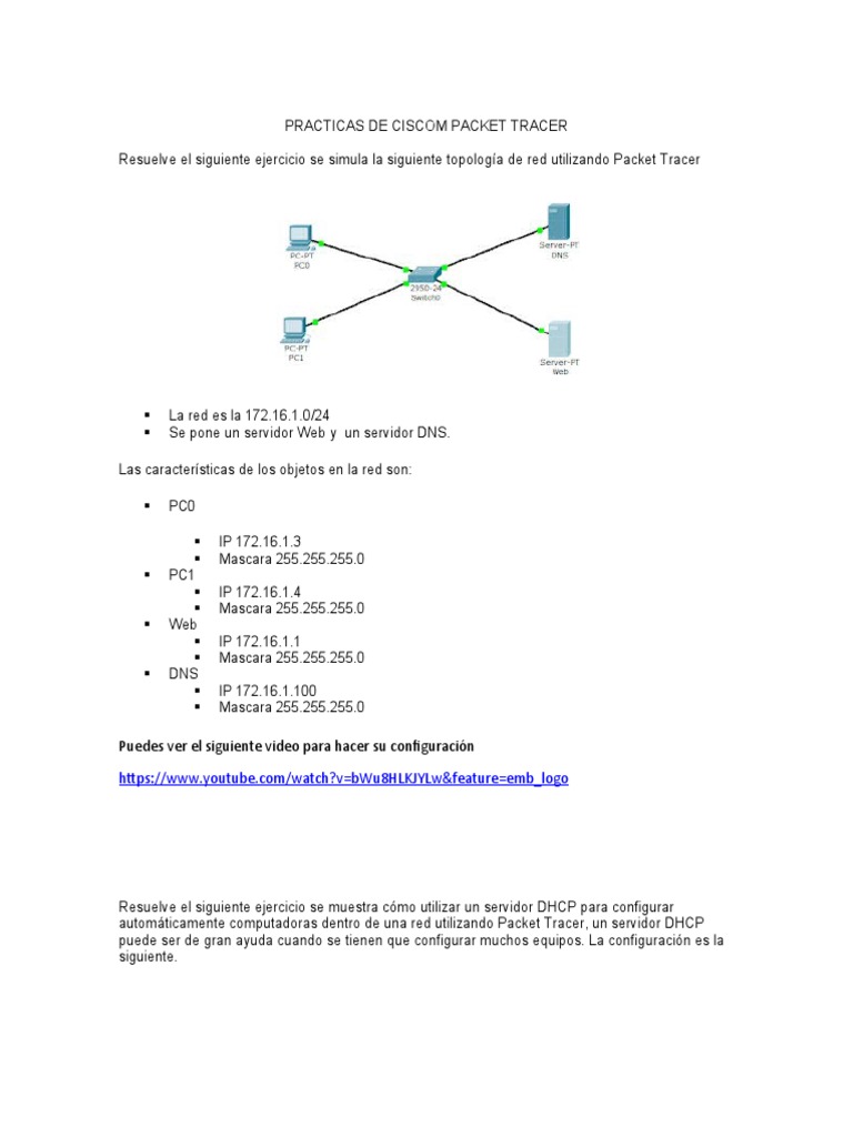 Prácticas de Red en Cisco Packet Tracer | PDF | Dirección IP ...
