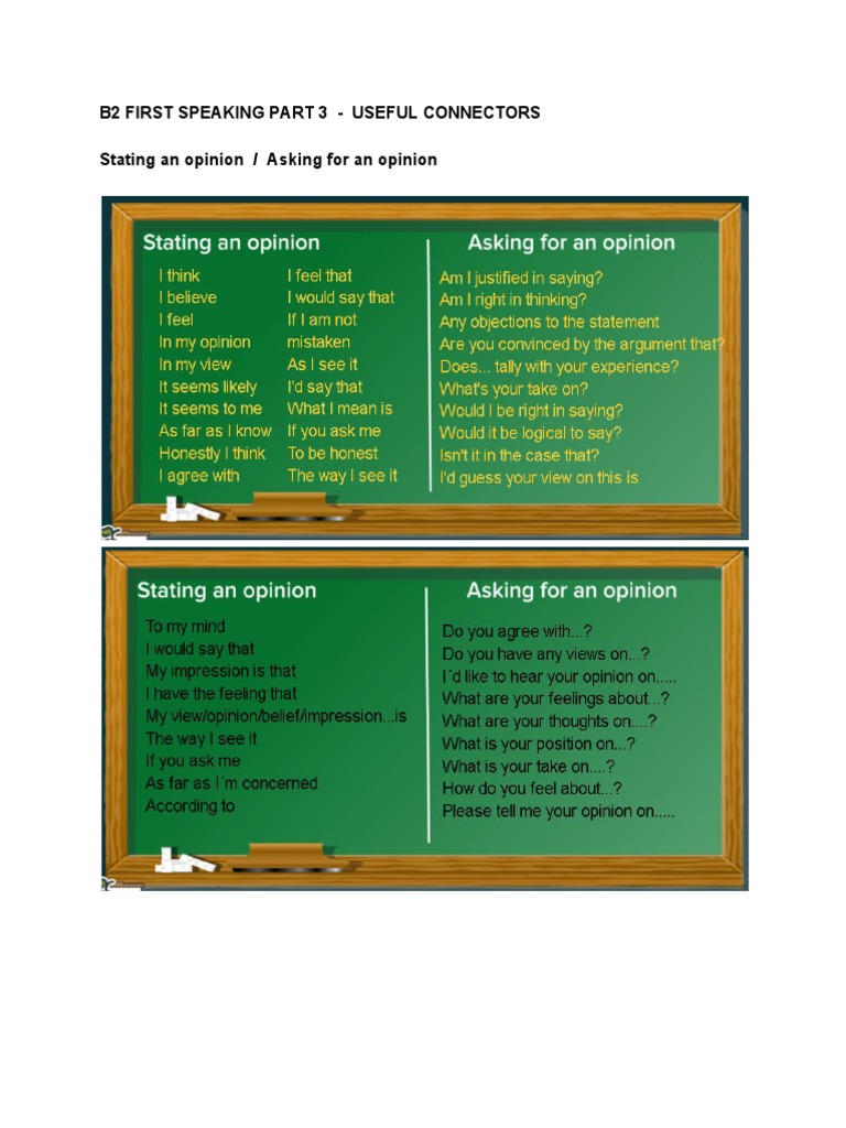 B2 First Speaking Part 3 Useful Connectors PDF PDF