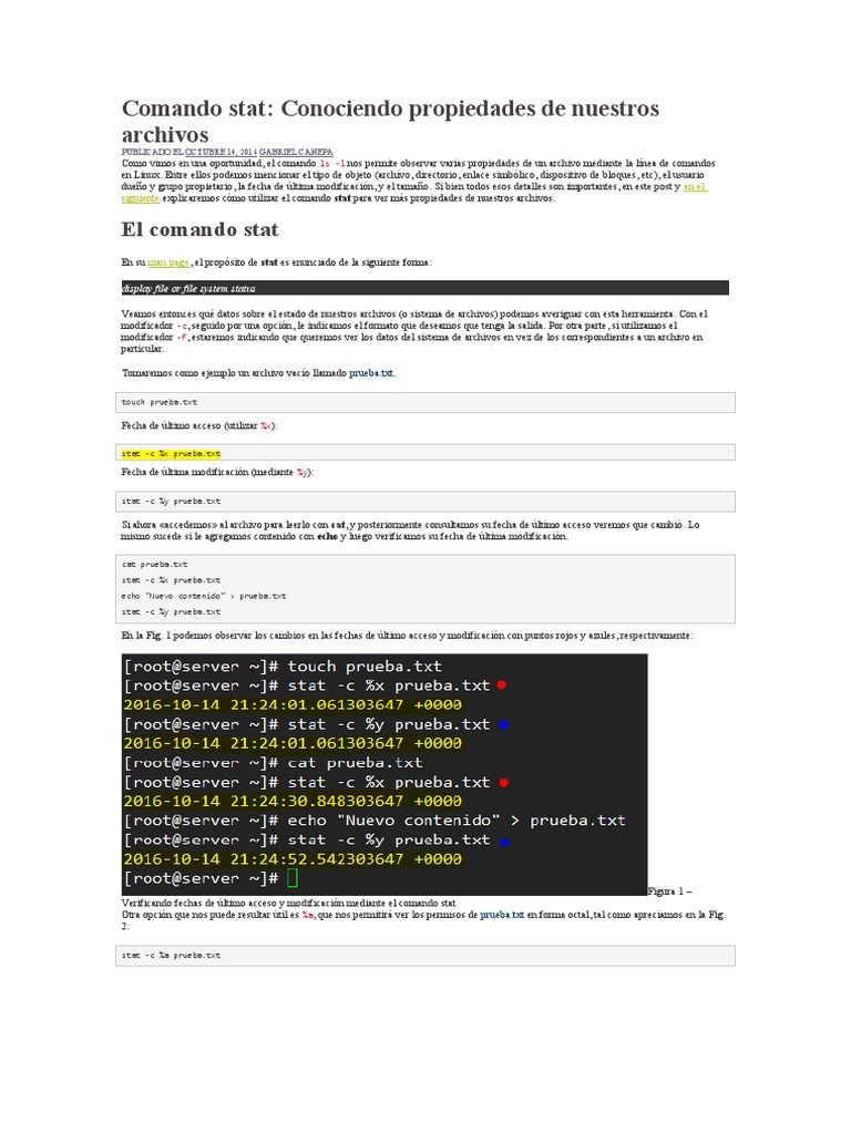 Comando Stat | PDF | Archivo de computadora | Sistema de archivos
