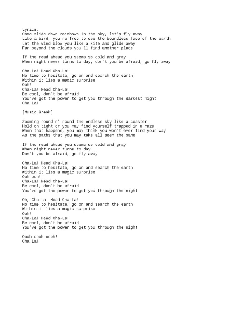 Head Cha La English Orignel Lrycis Eng Pdf