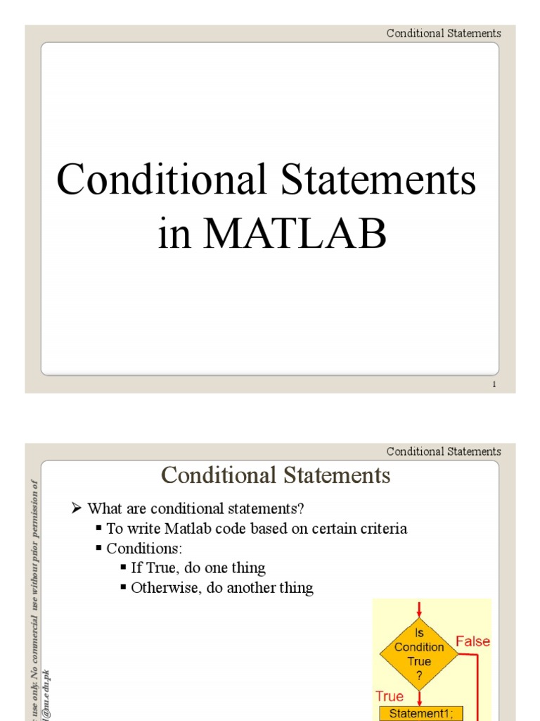 MATLAB Conditional Statements Guide | PDF | Control Flow | Software