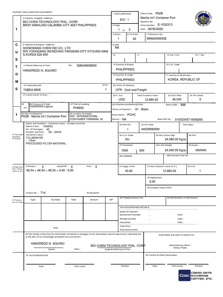 ExportDecDoc 3W6A000043E | PDF | Value Added Tax | Taxes