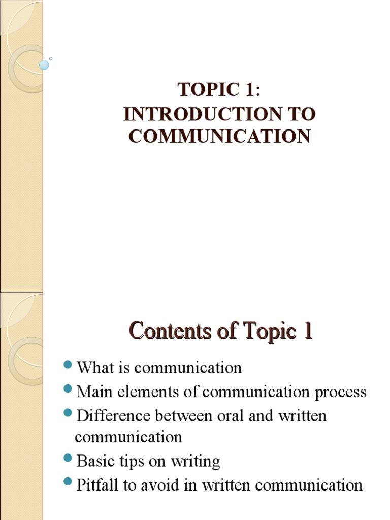 Topic 1 English Fro Comunication | PDF | Communication | Information
