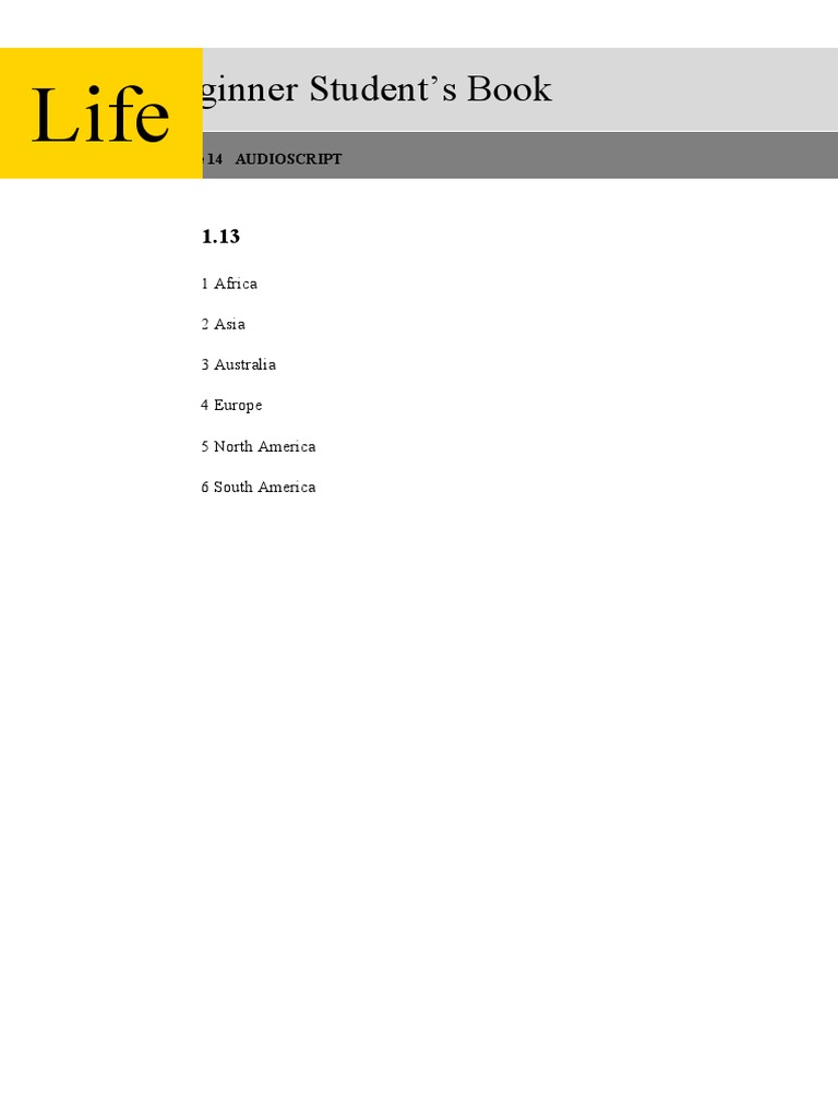 Life Life: Beginner Student's Book | PDF