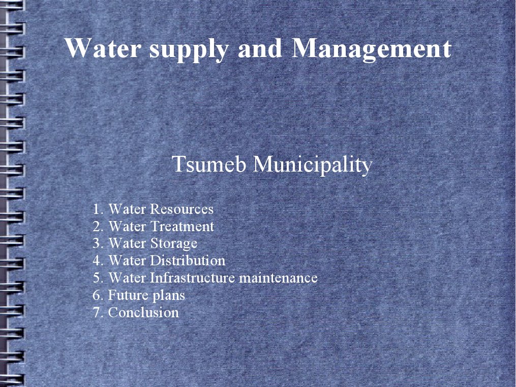 Tsumeb Water Supply Management Plan | PDF