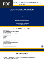 CSCP 369 Web Applications: Christian Service University College, Kumasi