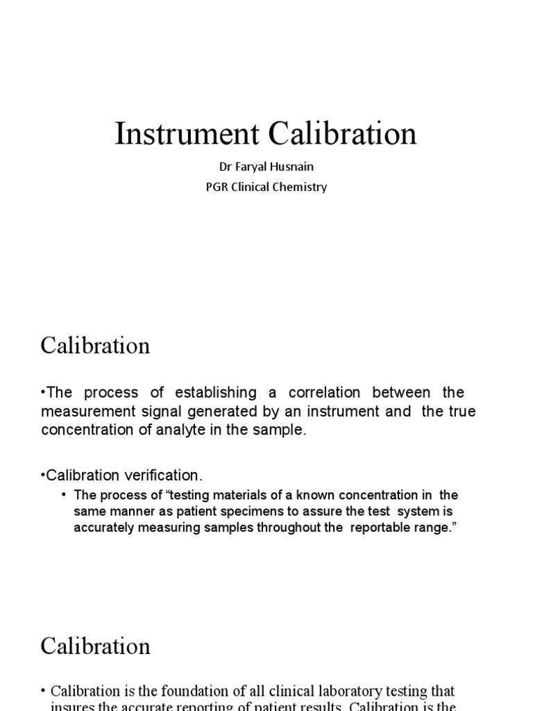 Instrument Calibration DR Faryal Husnain PGR Clinical Chemistry PDF