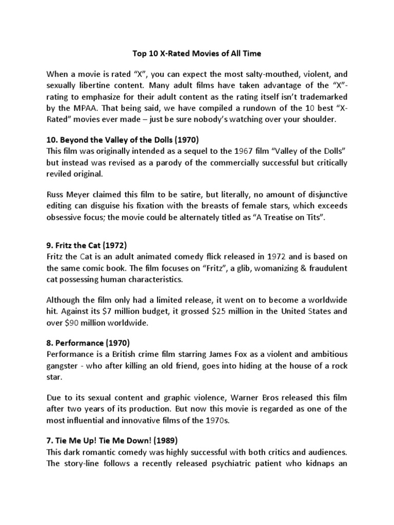 Top 10 XRated Movies of All Time PDF Crime Thriller