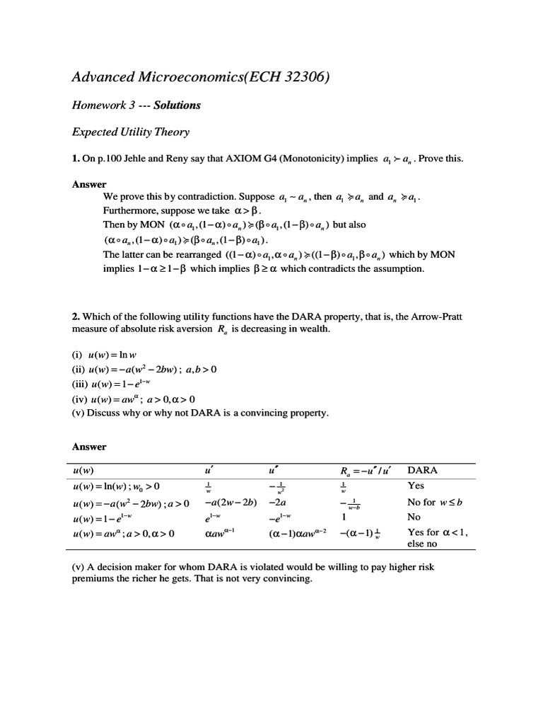 Advanced Microeconomics Exercises and Solutions | PDF | Economic ...