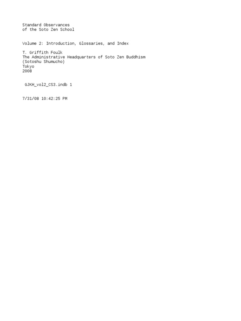 Sotoshu Gyoji Kihan Intro Glossary Index Foulk Zen Chan Buddhism