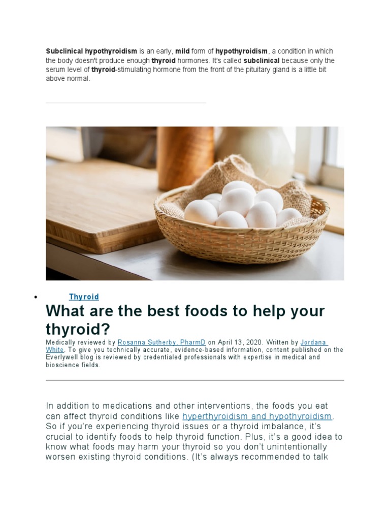 Foods for Thyroid Health: What to Eat | PDF | Hypothyroidism ...