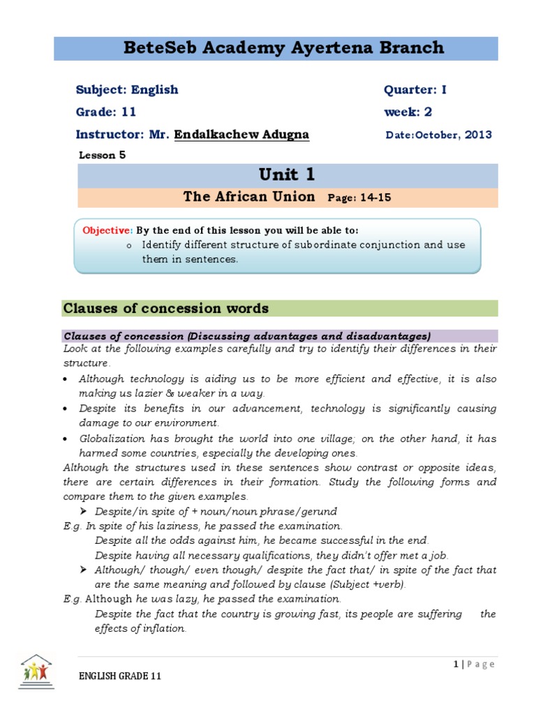 English G11 Week 2 Lesson 5 | PDF | Sentence (Linguistics) | Clause