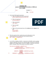 Chemistry 203 Pre-Lab Assignment: Determining The Hardness of Different Water Sample