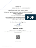 Certificate of Business Name Registration