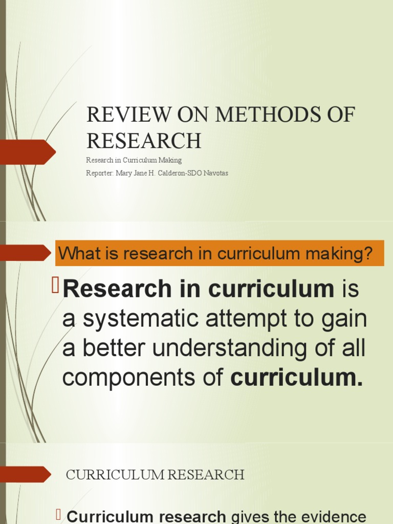Curriculum Research Methods Explained | PDF
