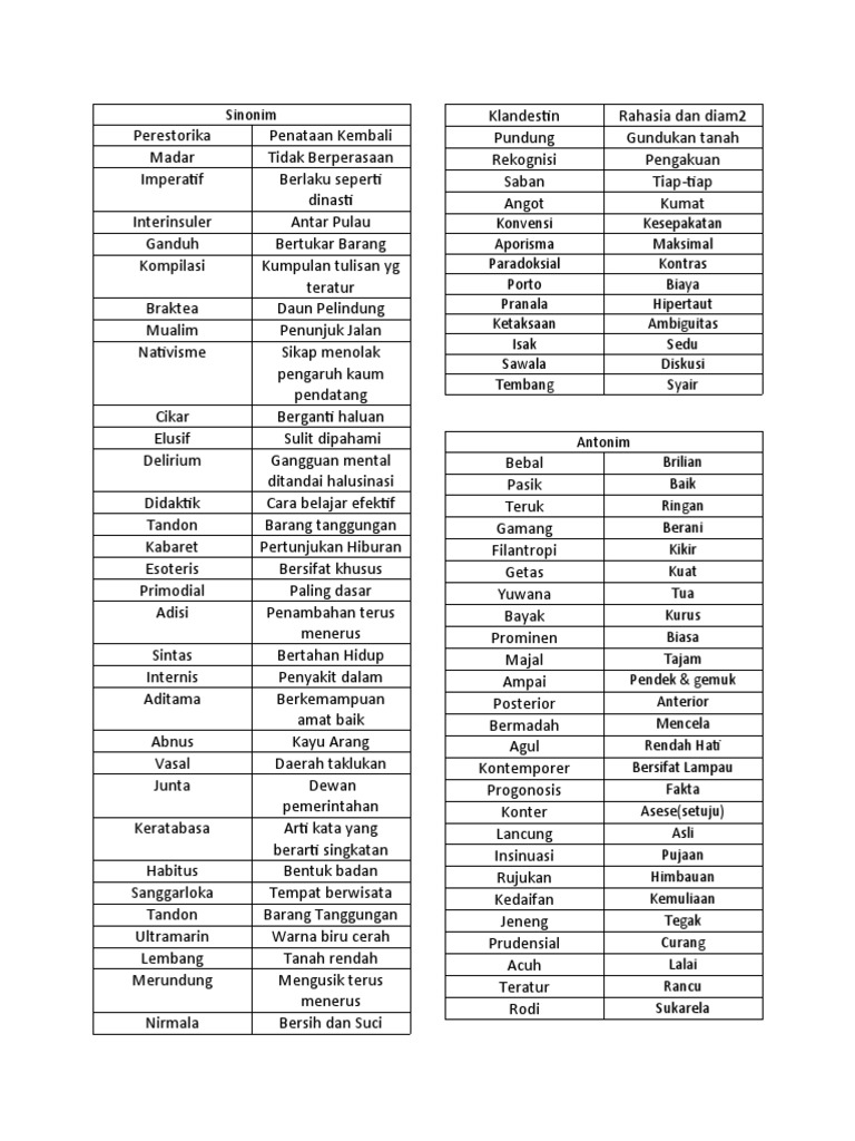 Sinonim Antonim Pdf