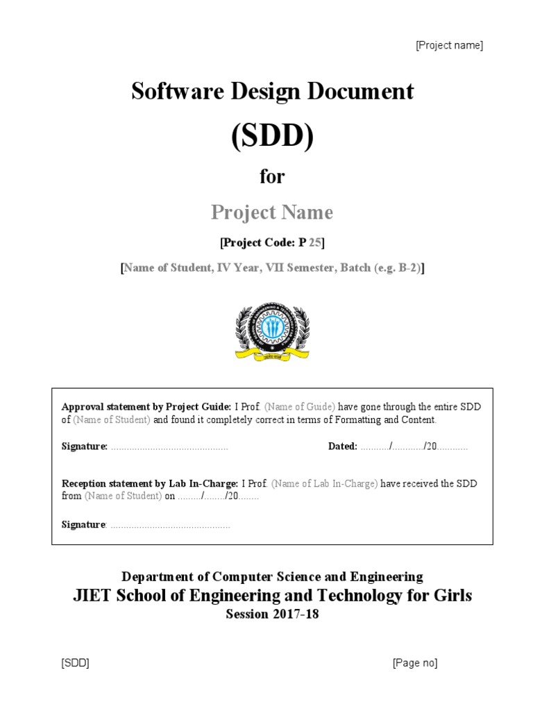 JIET COE CSE SDD Template PDF Parameter (Computer Programming