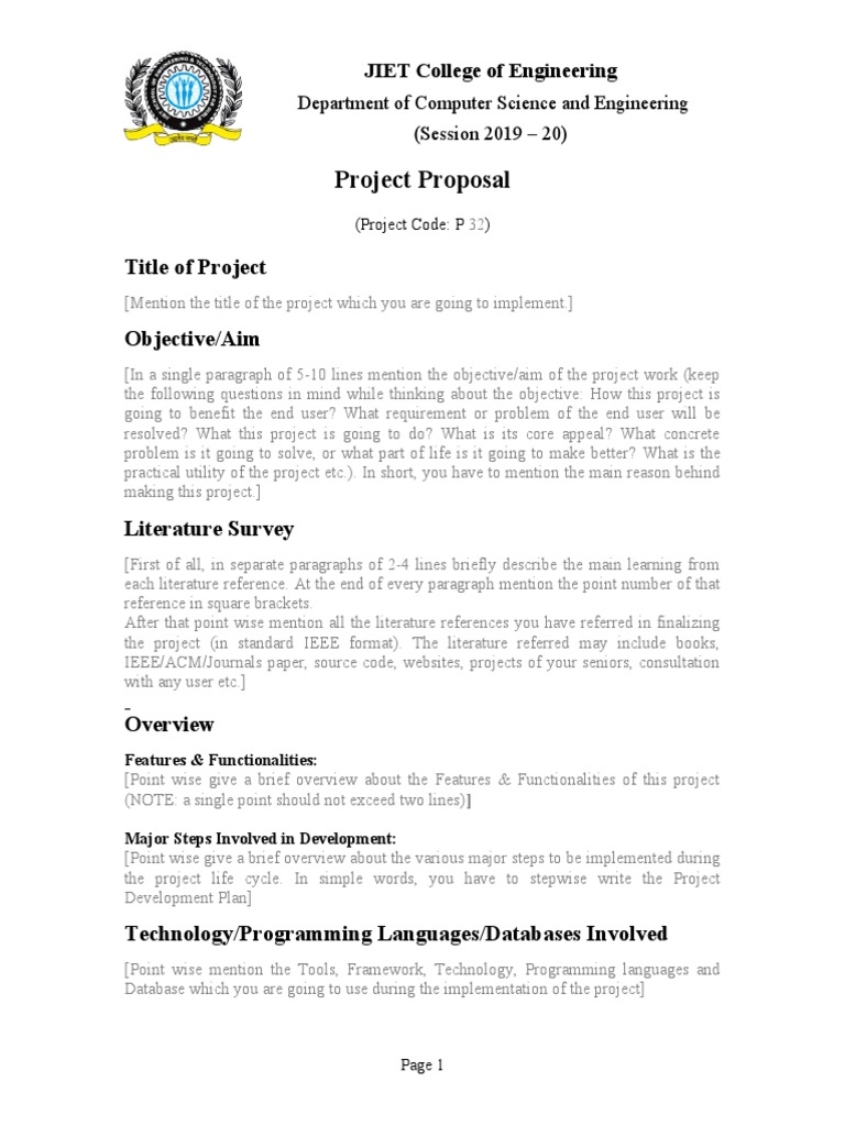 Project Proposal Structure Guide | PDF | Institute Of Electrical And ...