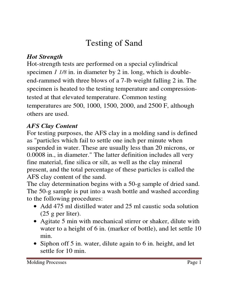 Sand Molding Process Testing Methods | PDF | Pressure Measurement | Sand