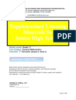 Supplementary Learning Materials For Senior High School: Tagum City College of Science and Technology Foundation Inc