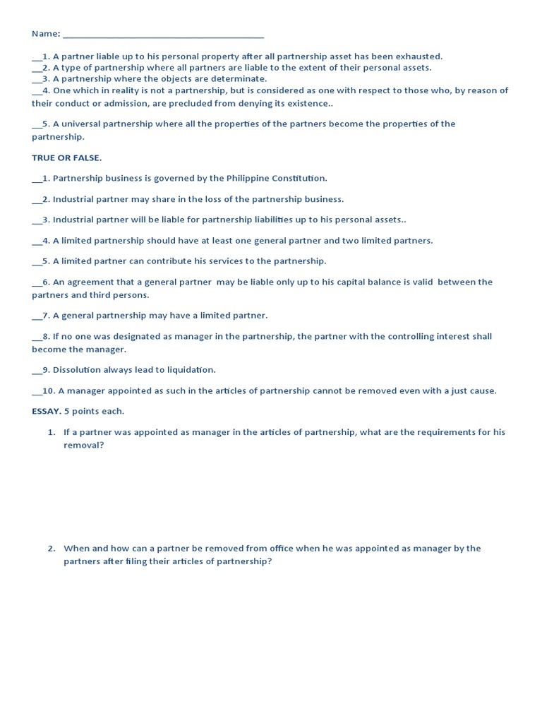 Partnership Liability and Management Guide | PDF | Finance & Money ...