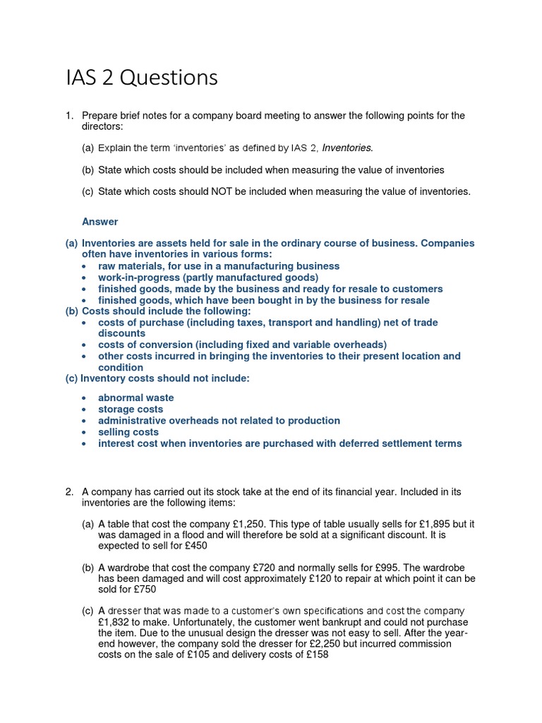 IAS 2 Inventory Valuation Explained | PDF | Inventory | Supply Chain ...